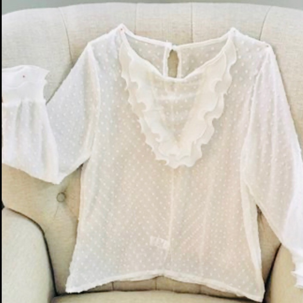 Ivory Bisque Swiss Dot Blouse